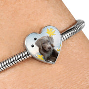 Cute Weimaraner Print Heart Charm Steel Bracelet-Free Shipping - Deruj.com