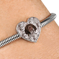 German Shorthaired Pointer Print Heart Charm Steel Bracelet-Free Shipping - Deruj.com