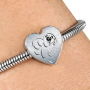 Pug Paws Print Heart Charm Steel Bracelet-Free Shipping - Deruj.com