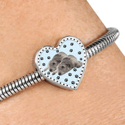 Irish Wolfhound Dog Print Heart Charm Steel Bracelet-Free Shipping - Deruj.com
