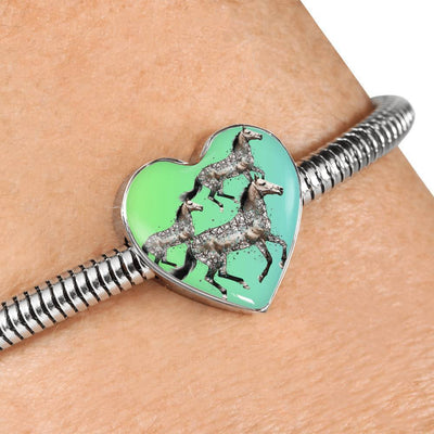Quarter Horse Art Print Heart Charm Steel Bracelet-Free Shipping - Deruj.com