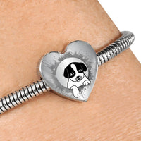 Cute Pet Art Print Heart Charm Steel Bracelet-Free Shipping - Deruj.com