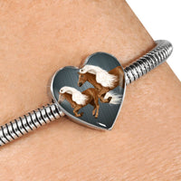 Haflinger Horse Art Print Heart Charm Steel Bracelet-Free Shipping - Deruj.com