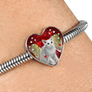 Oriental Shorthair Cat Print Heart Charm Steel Bracelet-Free Shipping - Deruj.com