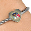 Cute Jack Russell Terrier On Window Print Heart Charm Steel Bracelet-Free Shipping - Deruj.com