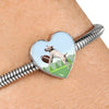 Playing Dog Print Heart Charm Steel Bracelet-Free Shipping - Deruj.com