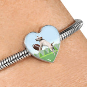 Playing Dog Print Heart Charm Steel Bracelet-Free Shipping - Deruj.com