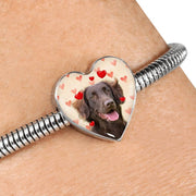 Flat Coated Retriever Print Heart Charm Steel Bracelet-Free Shipping - Deruj.com