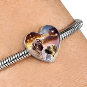 English Mastiff Print Heart Charm Steel Bracelet-Free Shipping - Deruj.com