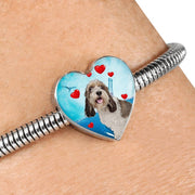 Petit Basset Griffon Vendeen Print Heart Charm Steel Bracelet-Free Shipping - Deruj.com