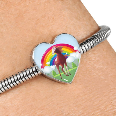 American Paint Horse Print Heart Charm Steel Bracelet-Free Shipping - Deruj.com