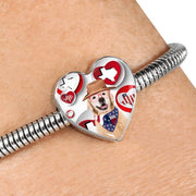 Golden Retriever Print Texas Heart Charm Steel Bracelet-Free Shipping - Deruj.com