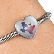 Pug Dog Texas Print Heart Charm Steel Bracelet-Free Shipping - Deruj.com