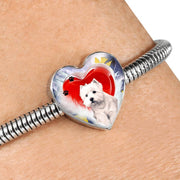 West Highland White Terrier Print Heart Charm Steel Bracelet-Free Shipping - Deruj.com