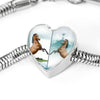 Lusitano Horse Print Heart Charm Steel Bracelet-Free Shipping - Deruj.com