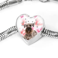 Cesky Terrier Print Heart Charm Steel Bracelet-Free Shipping - Deruj.com