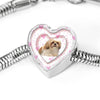 Shih Tzu Dog Print Heart Charm Steel Bracelet-Free Shipping - Deruj.com