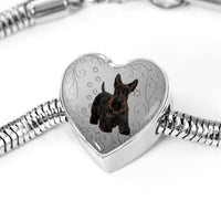 Scottish Terrier Print Heart Charm Steel Bracelet-Free Shipping - Deruj.com