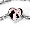 Cat Vector Art Print Heart Charm Steel Bracelet-Free Shipping - Deruj.com
