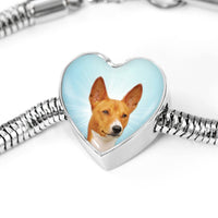 Basenji Dog Print Heart Charm Steel Bracelet-Free Shipping - Deruj.com