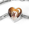 Clumber Spaniel Print Heart Charm Steel Bracelet-Free Shipping - Deruj.com