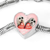 Old English Sheepdog Dog Print Heart Charm Steel Bracelet-Free Shipping - Deruj.com