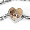 Siberian Husky Print Heart Charm Steel Bracelet-Free Shipping - Deruj.com
