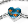 Common Goldfish Print Heart Charm Steel Bracelet-Free Shipping - Deruj.com