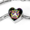 Colorful Cat Print Heart Charm Steel Bracelet-Free Shipping - Deruj.com