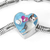 Japanese Bobtail Cat Print Heart Charm Steel Bracelet-Free Shipping - Deruj.com