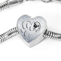 Pug Paws Print Heart Charm Steel Bracelet-Free Shipping - Deruj.com
