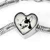Bull Terrier Dog Print Heart Charm Steel Bracelet-Free Shipping - Deruj.com