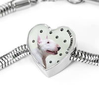 Bull Terrier Print Heart Charm Steel Bracelet-Free Shipping - Deruj.com