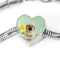 Anatolian Shepherd Dog Print Heart Charm Steel Bracelet-Free Shipping - Deruj.com