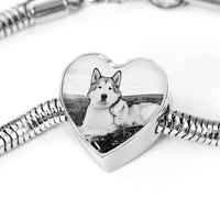 Alaskan Malamute Print luxury Heart Charm Bracelet-Free Shipping - Deruj.com