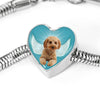 Cavapoo Dog Print Heart Charm Steel Bracelet-Free Shipping - Deruj.com