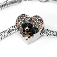 Entlebucher Mountain Dog Print Heart Charm Steel Bracelet-Free Shipping - Deruj.com