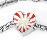 American Eskimo Dog Print Heart Charm Steel Bracelet-Free Shipping - Deruj.com