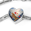 California Spangled Cat Print Heart Charm Steel Bracelet-Free Shipping - Deruj.com