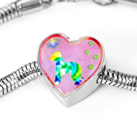 Bedlington Terrier Dog Art Print Heart Charm Steel Bracelet-Free Shipping - Deruj.com