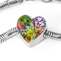 Happy Cats Print Heart Charm Steel Bracelet-Free Shipping - Deruj.com