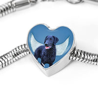 Curly Coated Retriever Print Heart Charm Steel Bracelet-Free Shipping - Deruj.com