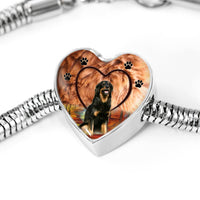 Hovawart Dog Print Heart Charm Steel Bracelet-Free Shipping - Deruj.com