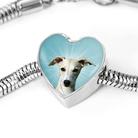 Whippet Dog Print Heart Charm Steel Bracelet-Free Shipping - Deruj.com