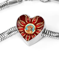 Tosa Inu Dog Print Heart Charm Steel Bracelet-Free Shipping - Deruj.com