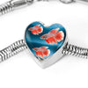 Siamese Fighting Fish Print Heart Charm Steel Bracelet-Free Shipping - Deruj.com