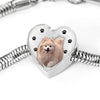 Cute Pomeranian Print Heart Charm Steel Bracelet-Free Shipping - Deruj.com