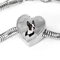 Boston Terrier Print Heart Steel Bracelet-Free Shipping - Deruj.com