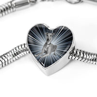 Italian Greyhound Dog Print Heart Charm Steel Bracelet-Free Shipping - Deruj.com