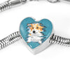 Pembroke Welsh Corgi Dog Art Print Heart Charm Steel Bracelet-Free Shipping - Deruj.com